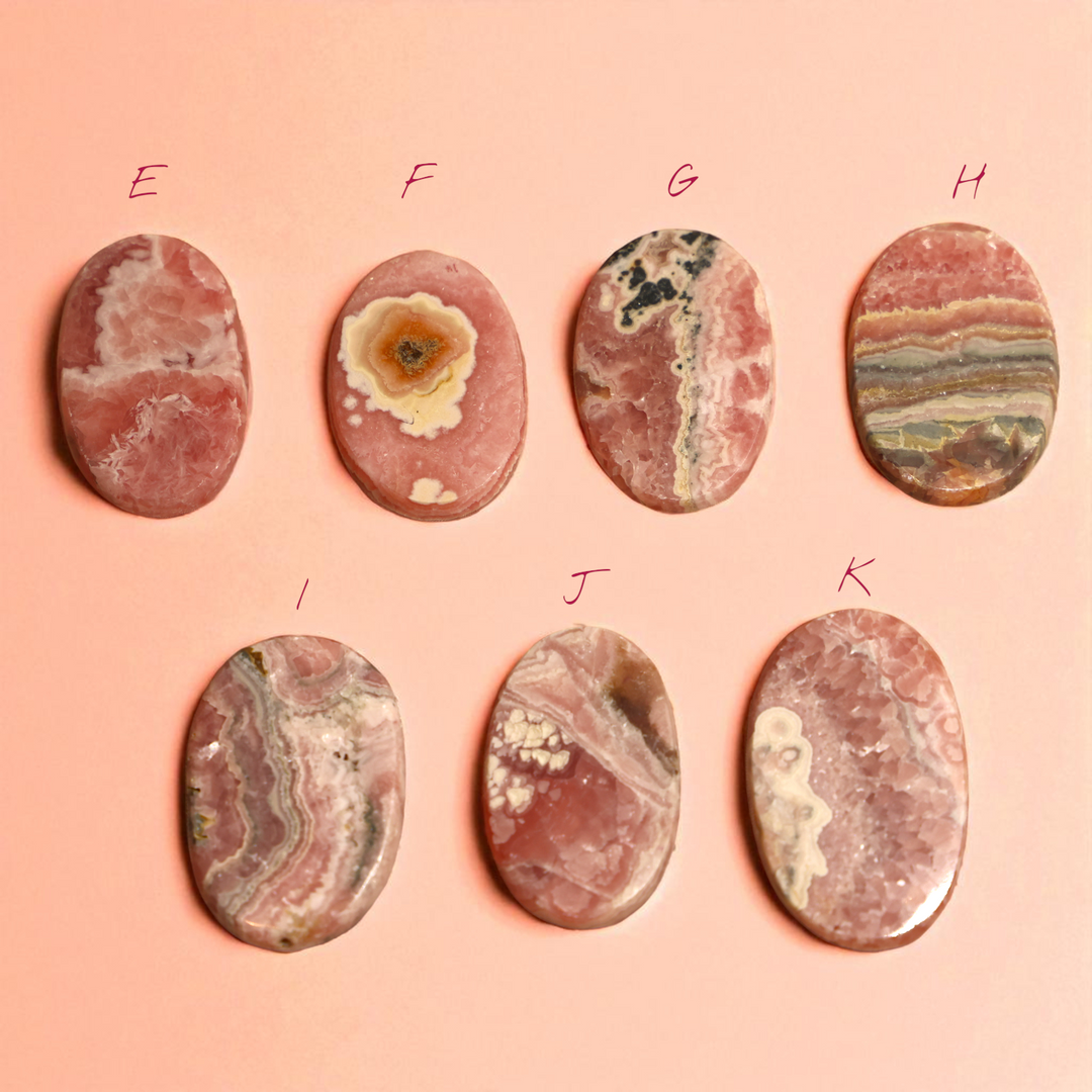 High Quality Rhodochrosite Flat Palm Stone