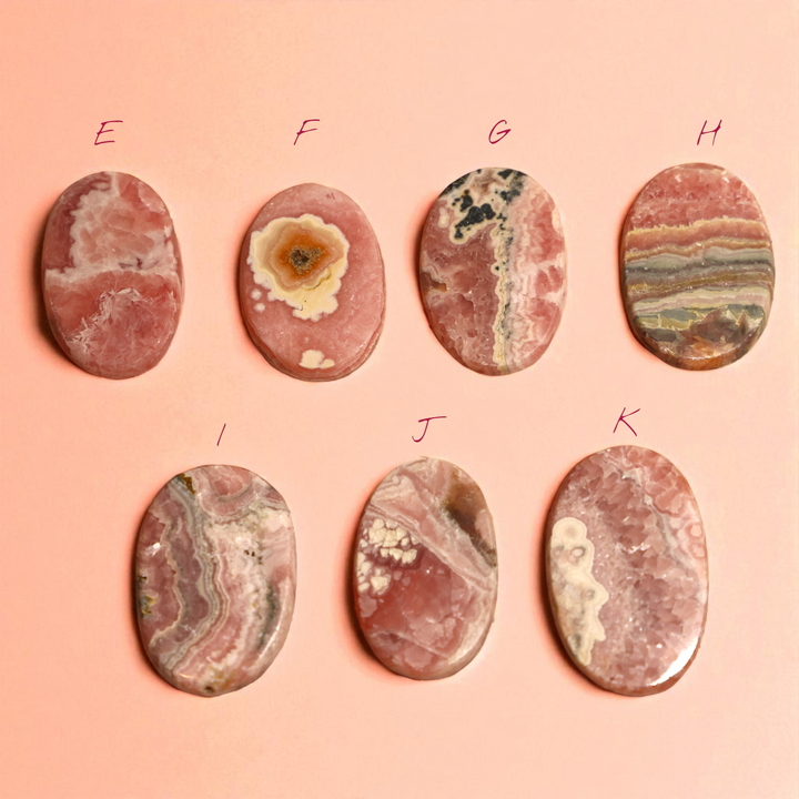 High Quality Rhodochrosite Flat Palm Stone