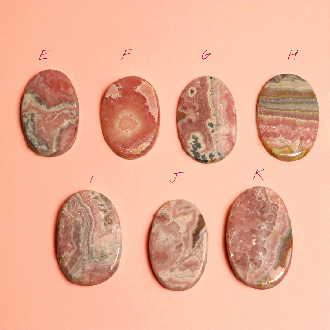 High Quality Rhodochrosite Flat Palm Stone