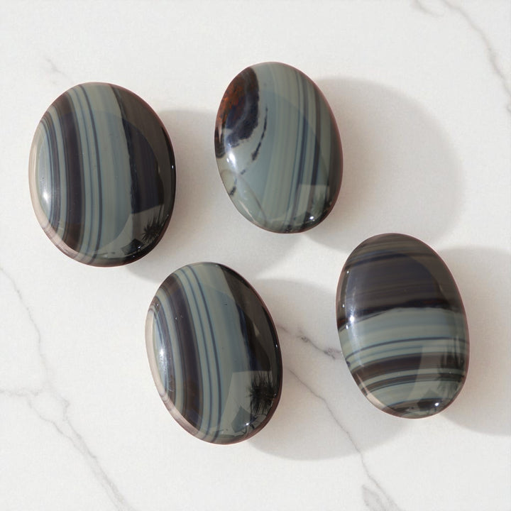 Extra Large Platinum Obsidian Palm Stone