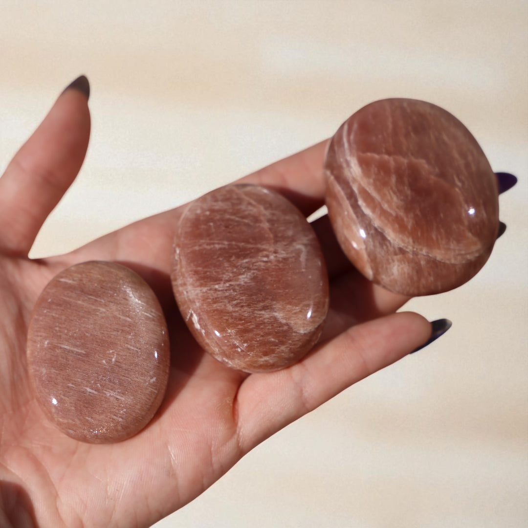 Peach Sunstone Palm Stone